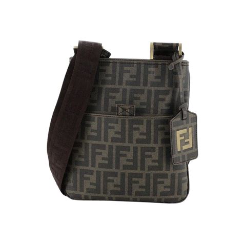 Fendi Front Pocket Messenger Bag Zucca Coated Canvas 